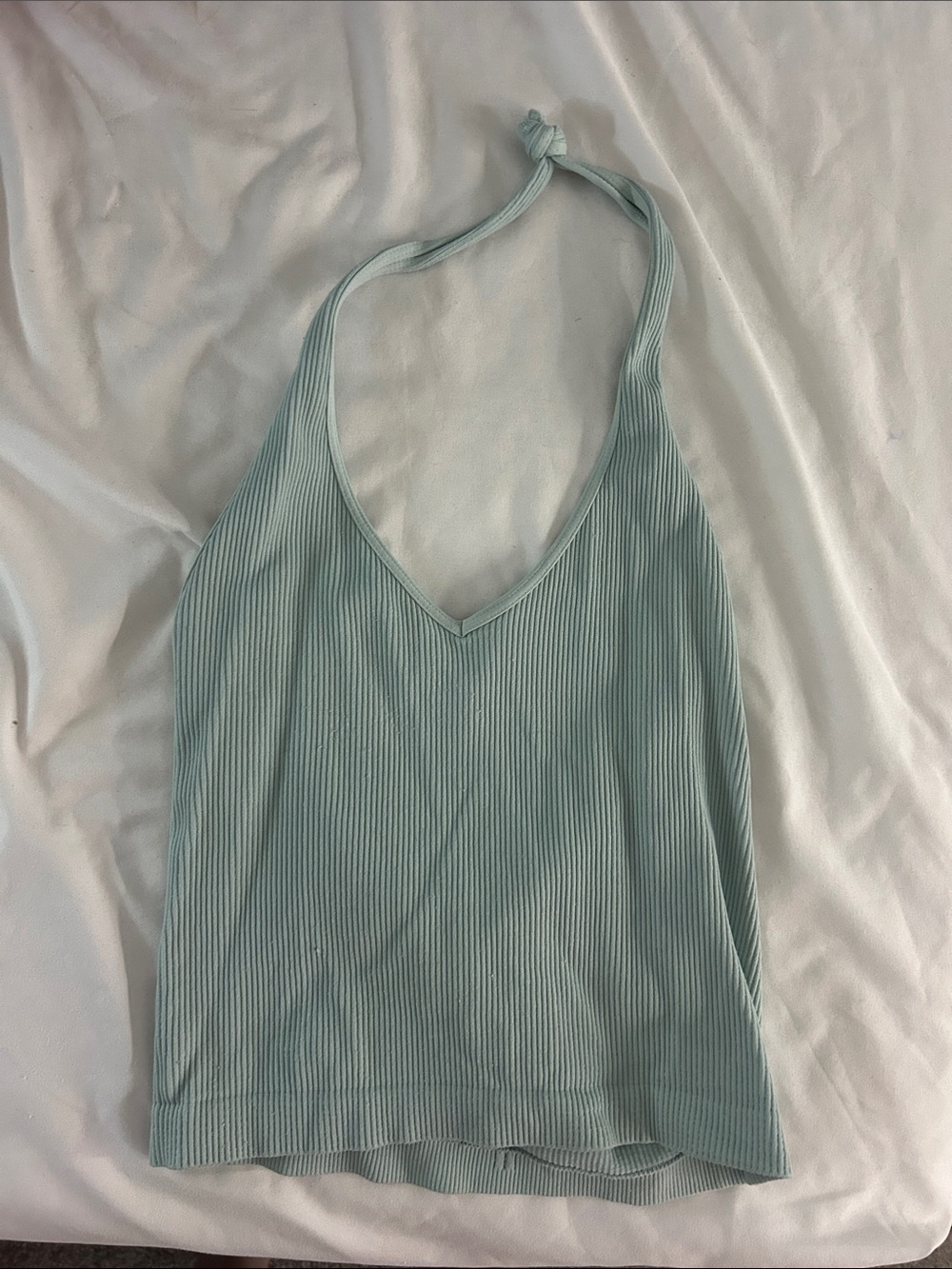 Women's Ribbed Halter Tank Top - Light Sage